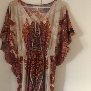 Woman’s fall Dress Barn Y2k Boho stretchy waisted multi Colored dress /tunic top